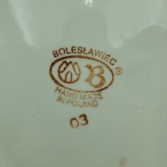 Polish Pottery Peacock Leaves Dinner Plate Peacock 10.75" Serving Display Plate - Picture 4 of 5